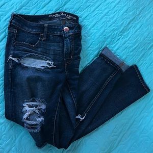 AE dark wash skinny jeans